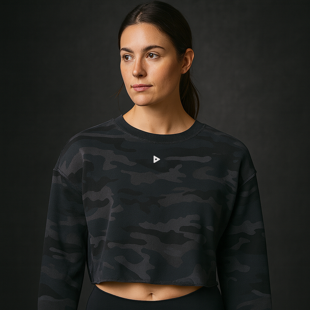 Retire Lightweight Camo Cropped Crew